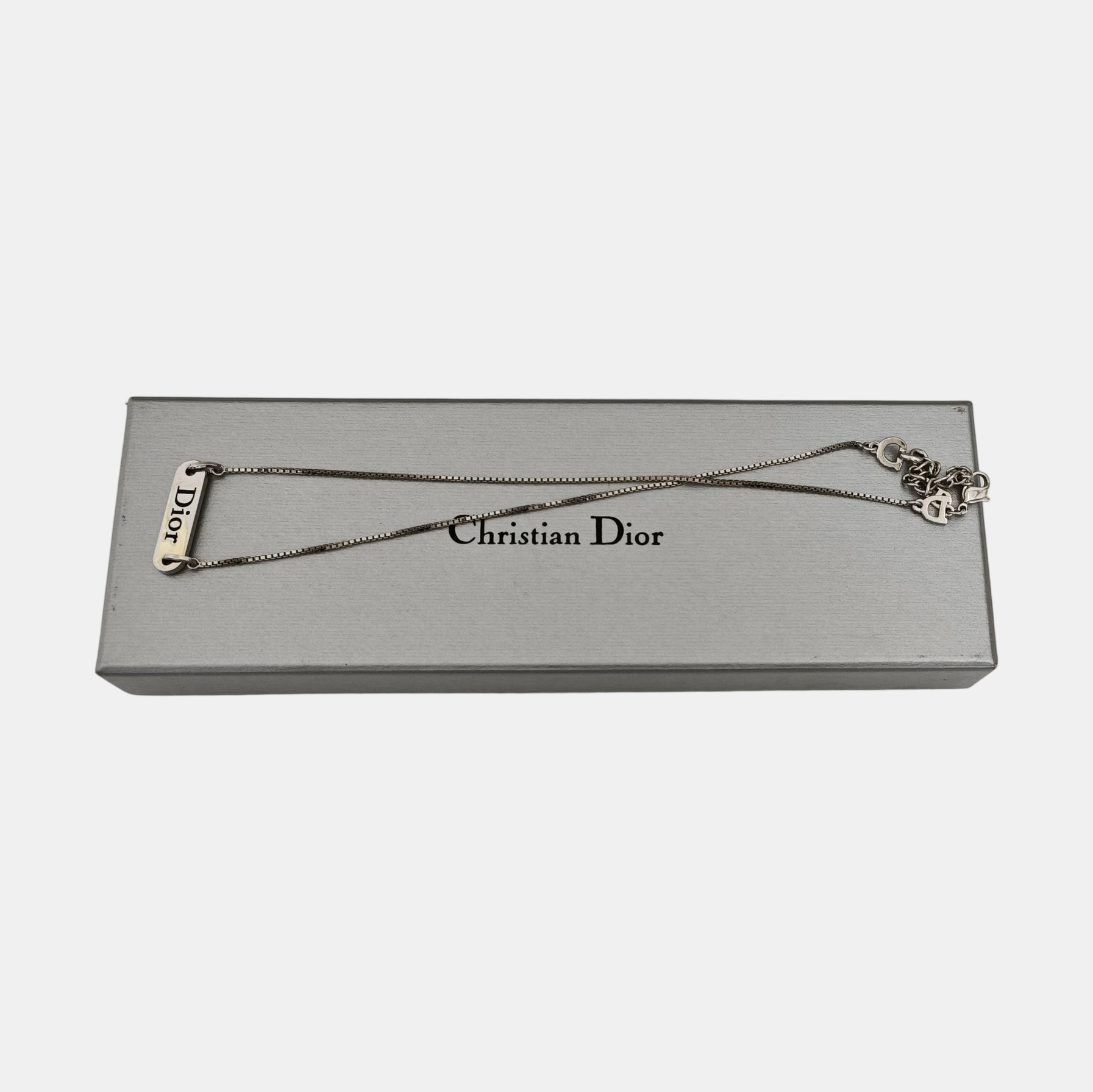 Dog Tag Metal Silver Necklace