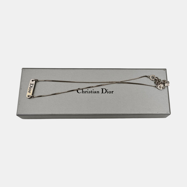 Dog Tag Metal Silver Necklace