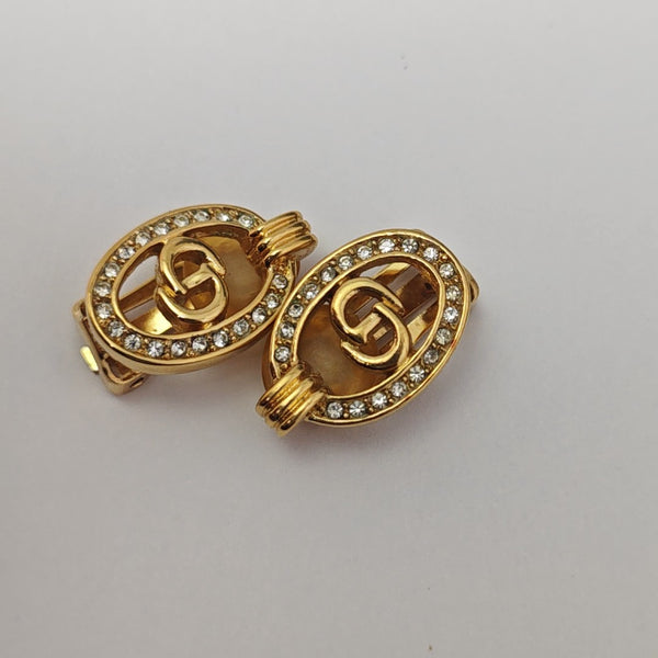 Petit CD Metal Gold Clip On Earrings
