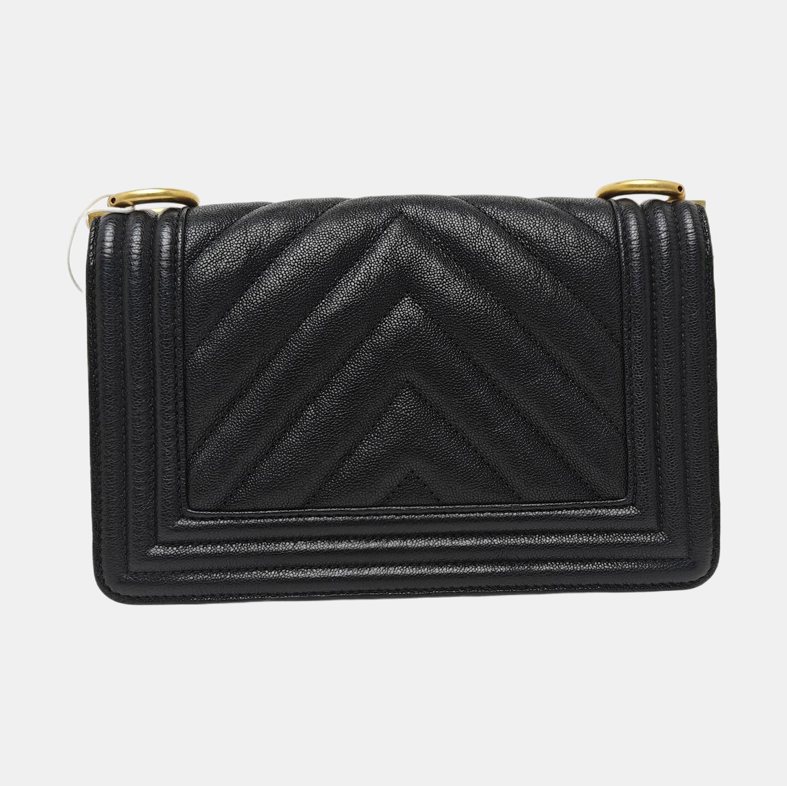 Leboy Small Chevron Grained Calfskin Black