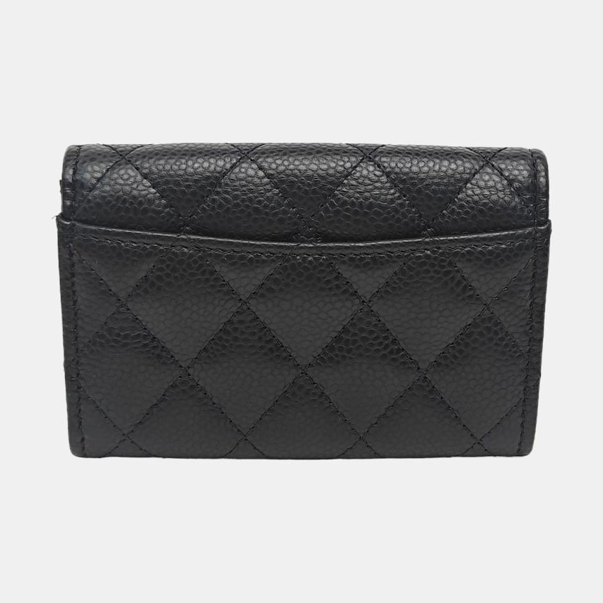 CLASSIC FLAP Quilted Grained Calfskin Black Card Holder