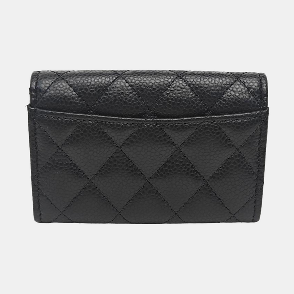 CLASSIC FLAP Quilted Grained Calfskin Black Card Holder