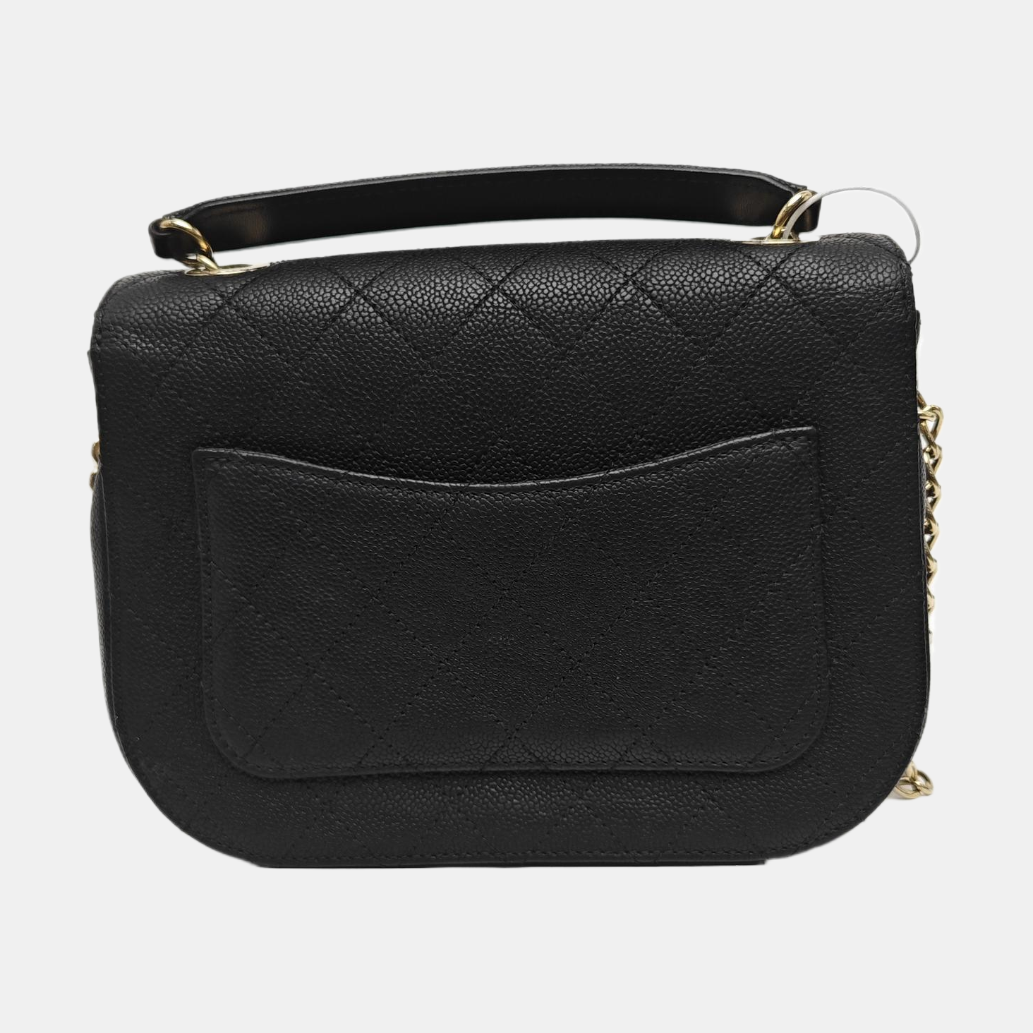 Quilted Grained Calfskin Shoulder Bag Black