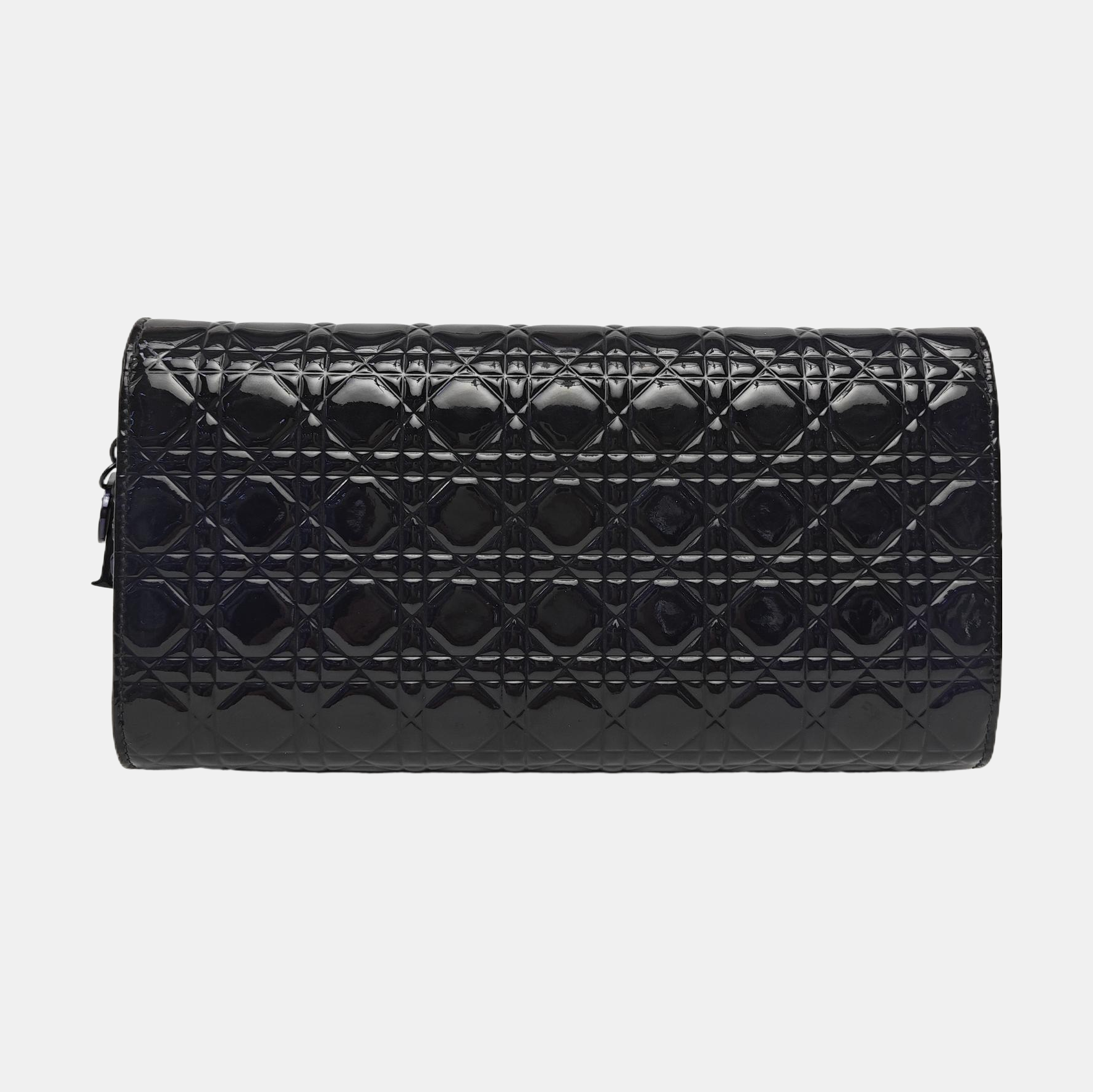 Lady Dior Small Cannage Patent Leather Blue