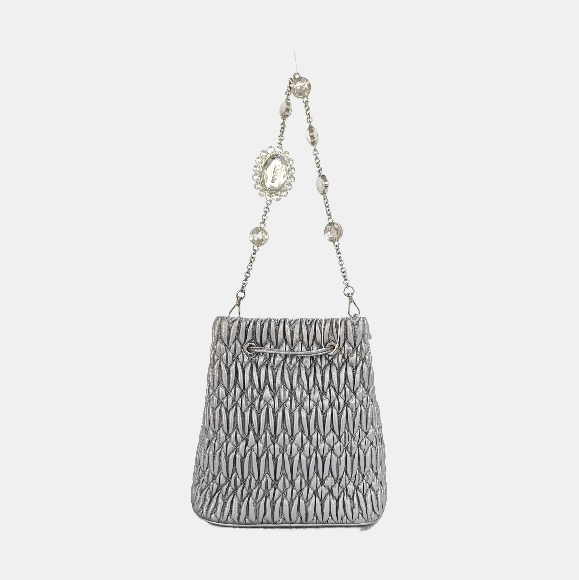 Lambskin Bucket Bag Silver