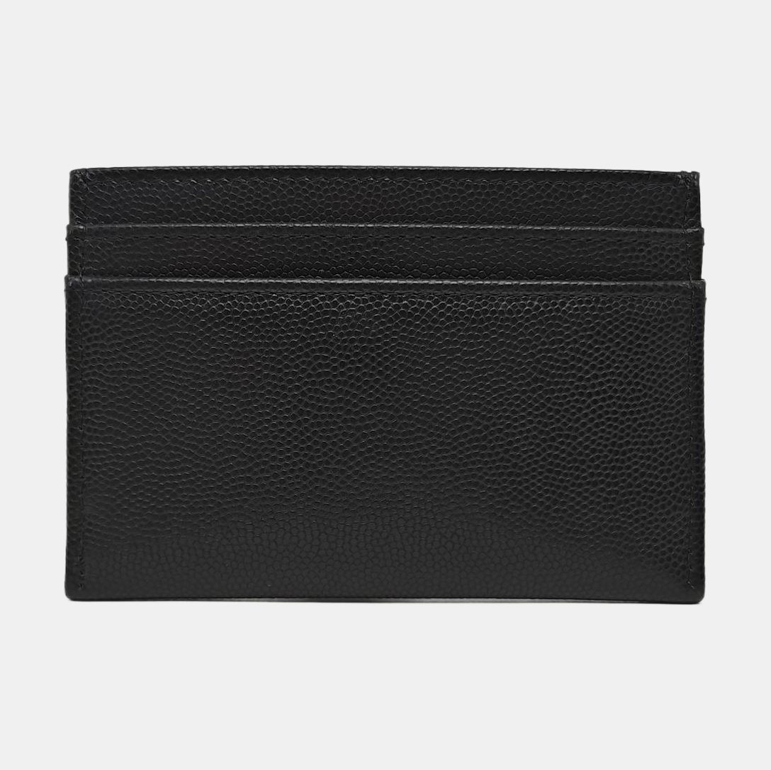 Grained Calfskin Card Holder Black