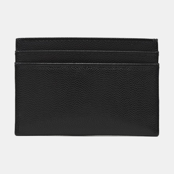 Grained Calfskin Card Holder Black