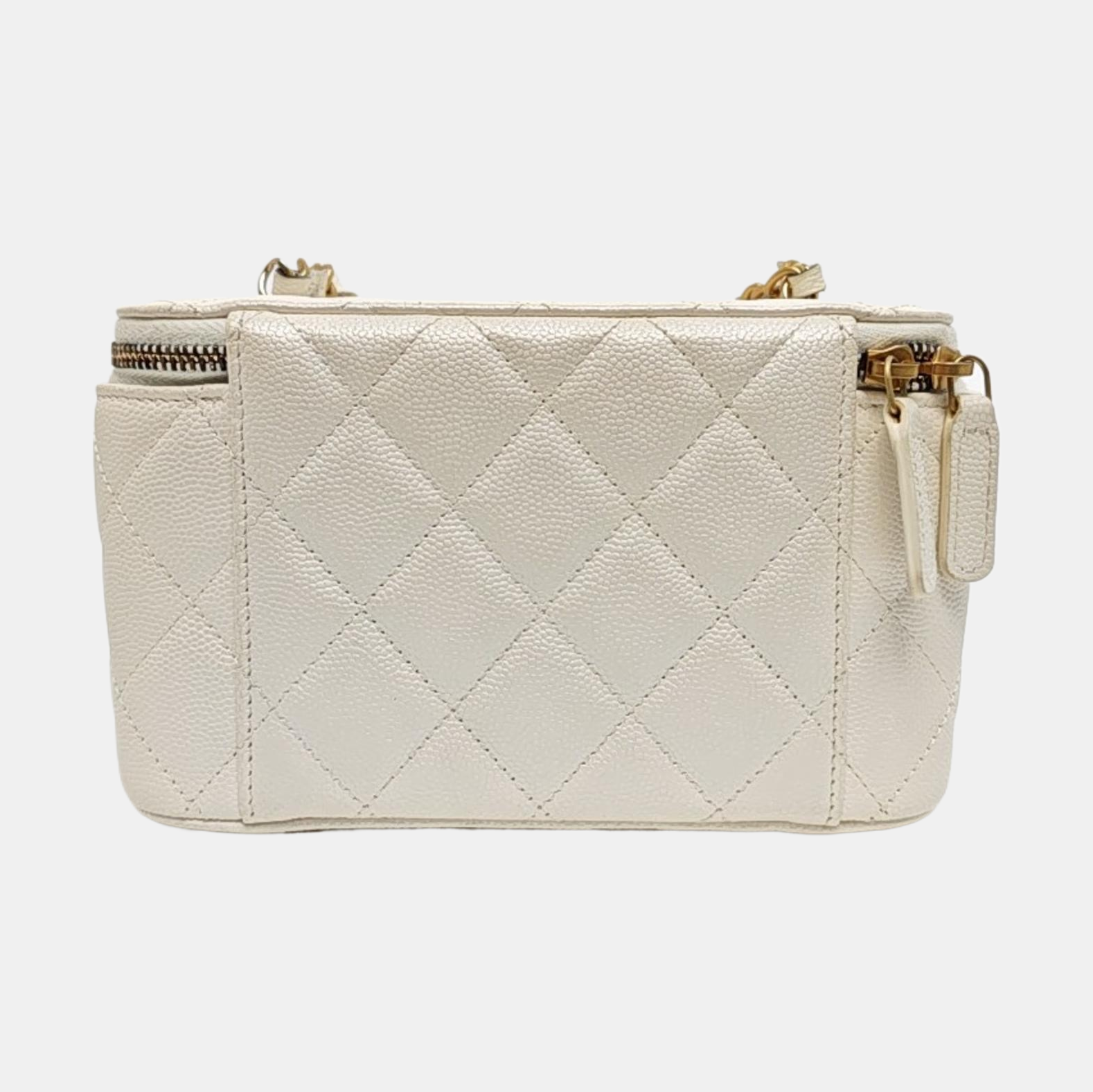 VANITY CASE Small Quilted Grained Calfskin White – Looply