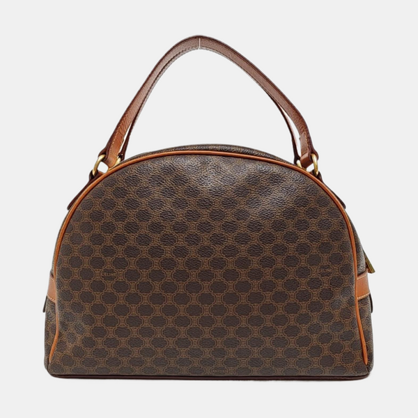 Coated Canvas Top Handle Bag Brown