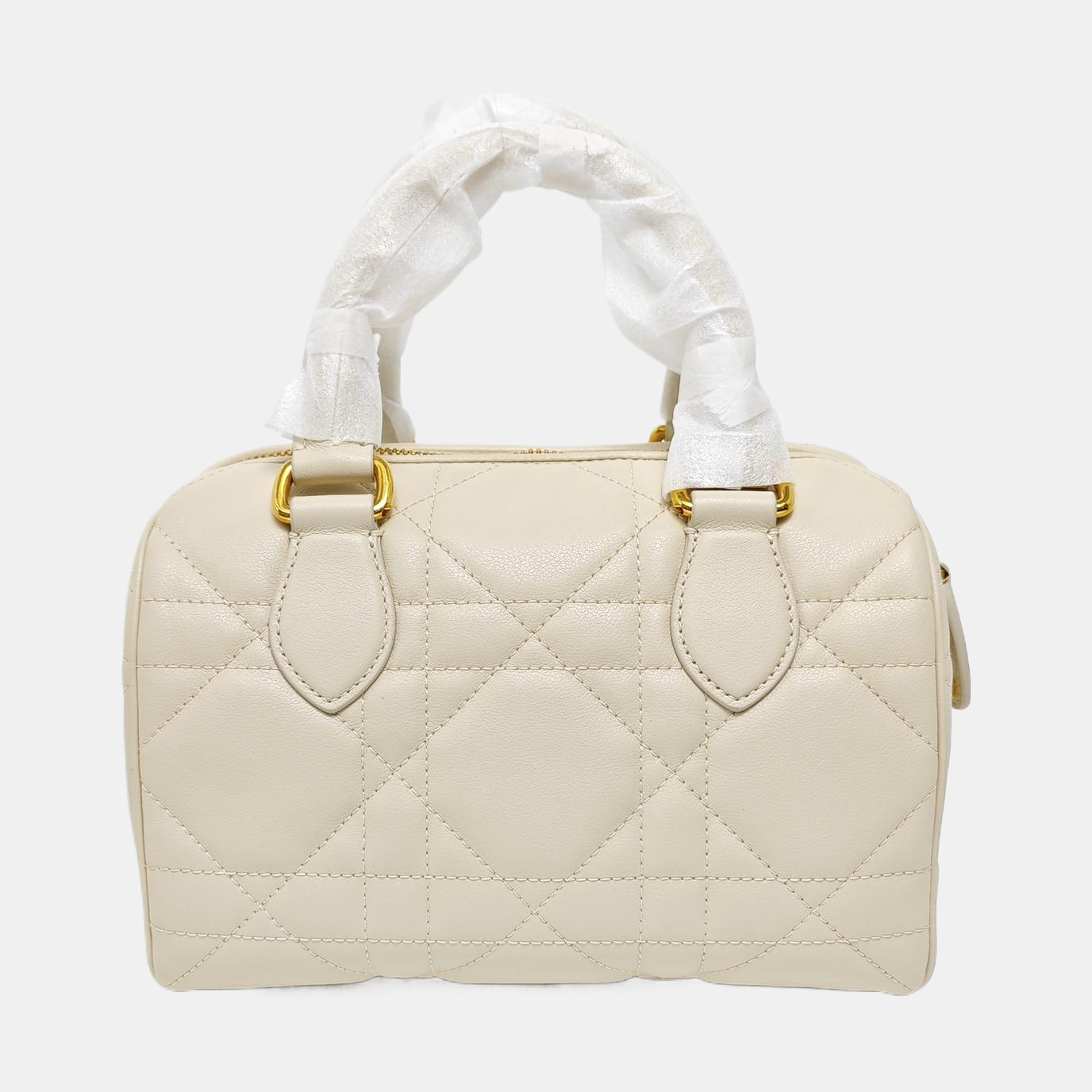 Cannage Calfskin Shoulder Bag White