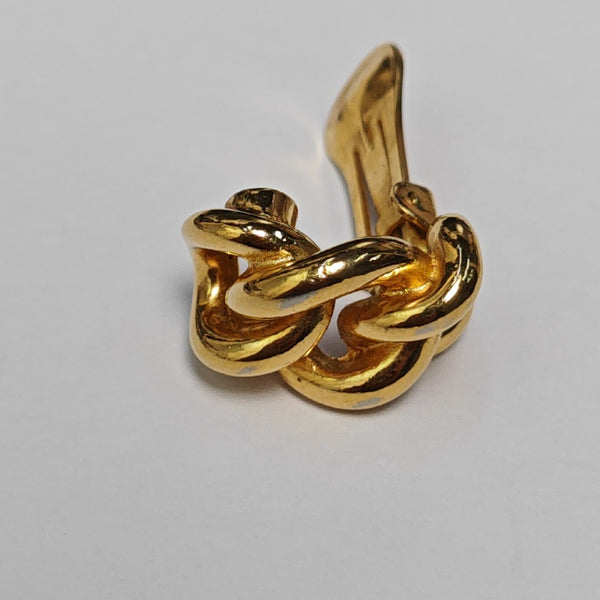 Twist Round Metal Gold Clip On Earrings