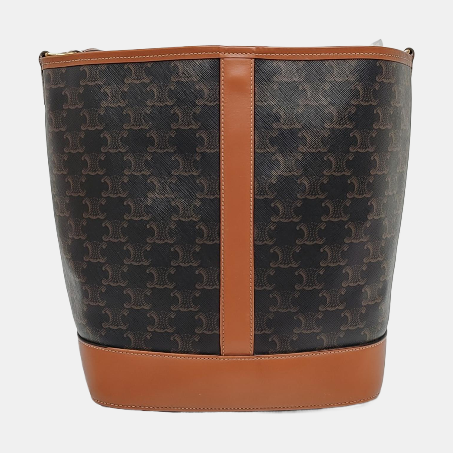 Authenticated pre-owned  TRIOMPHE CANVAS Medium Coated Canvas Brown - Bucket Bag at Looply