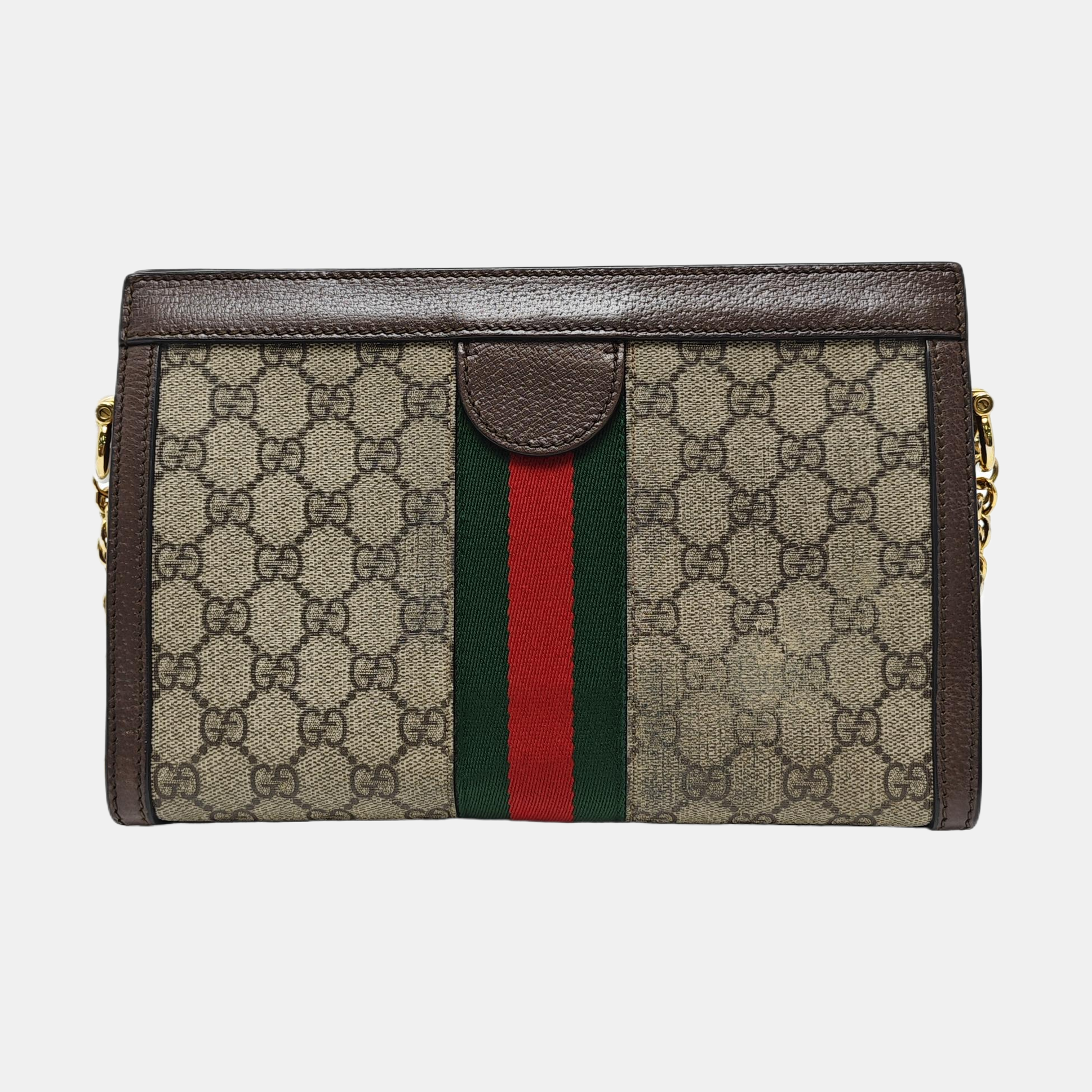 Ophidia Small Monogram Coated Canvas Beige