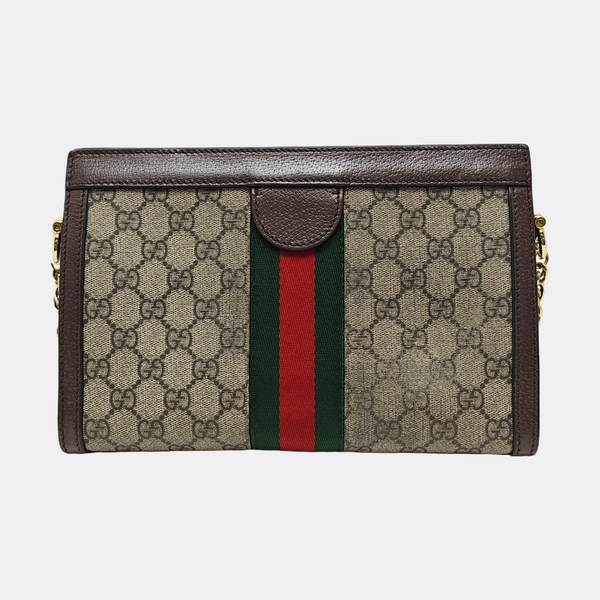 Ophidia Small Monogram Coated Canvas Beige
