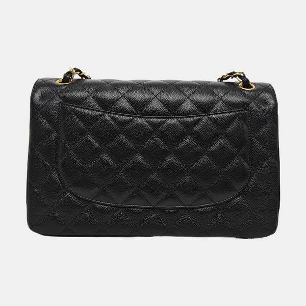 CLASSIC FLAP Jumbo Quilted Grained Calfskin Black