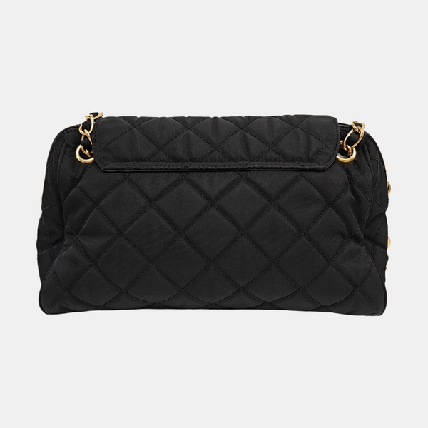 Quilted Nylon Shoulder Bag Black