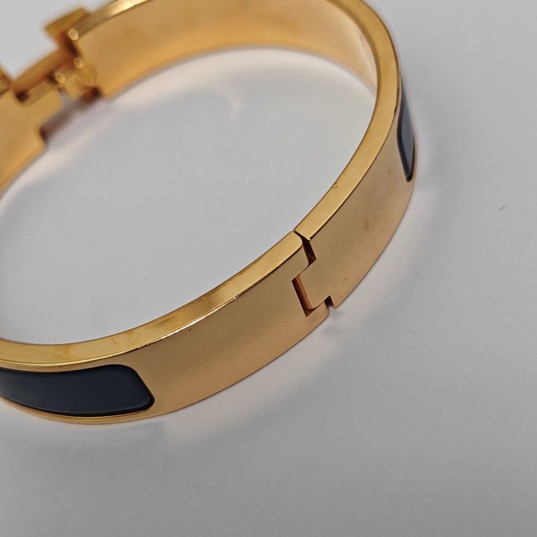 Clic H Metal Blue Bangle