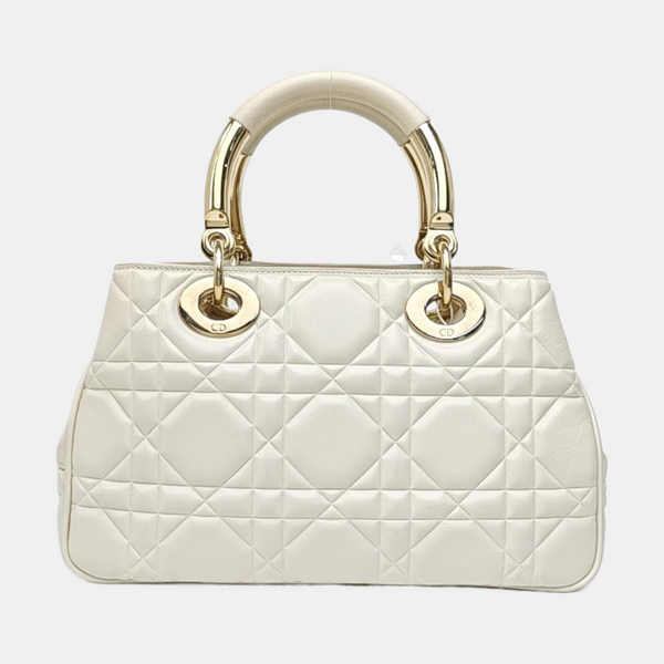 Lady 95.22 Medium Cannage Calfskin White