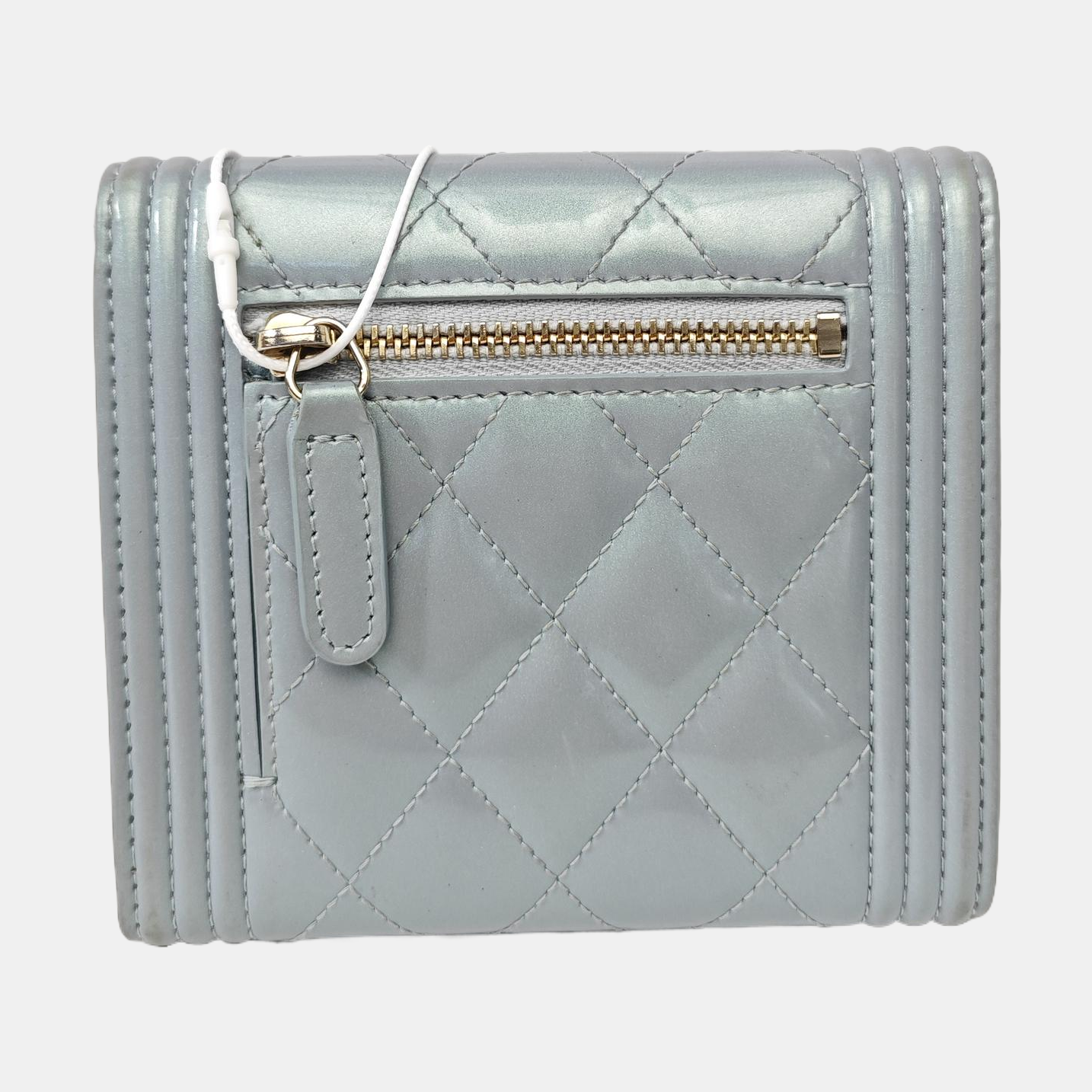 BOY CHANEL Quilted Patent Leather Blue Wallet