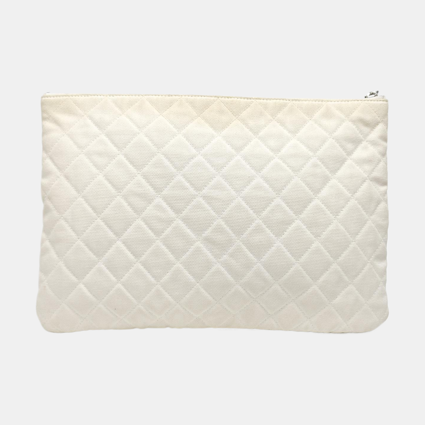 Quilted Canvas Clutch White