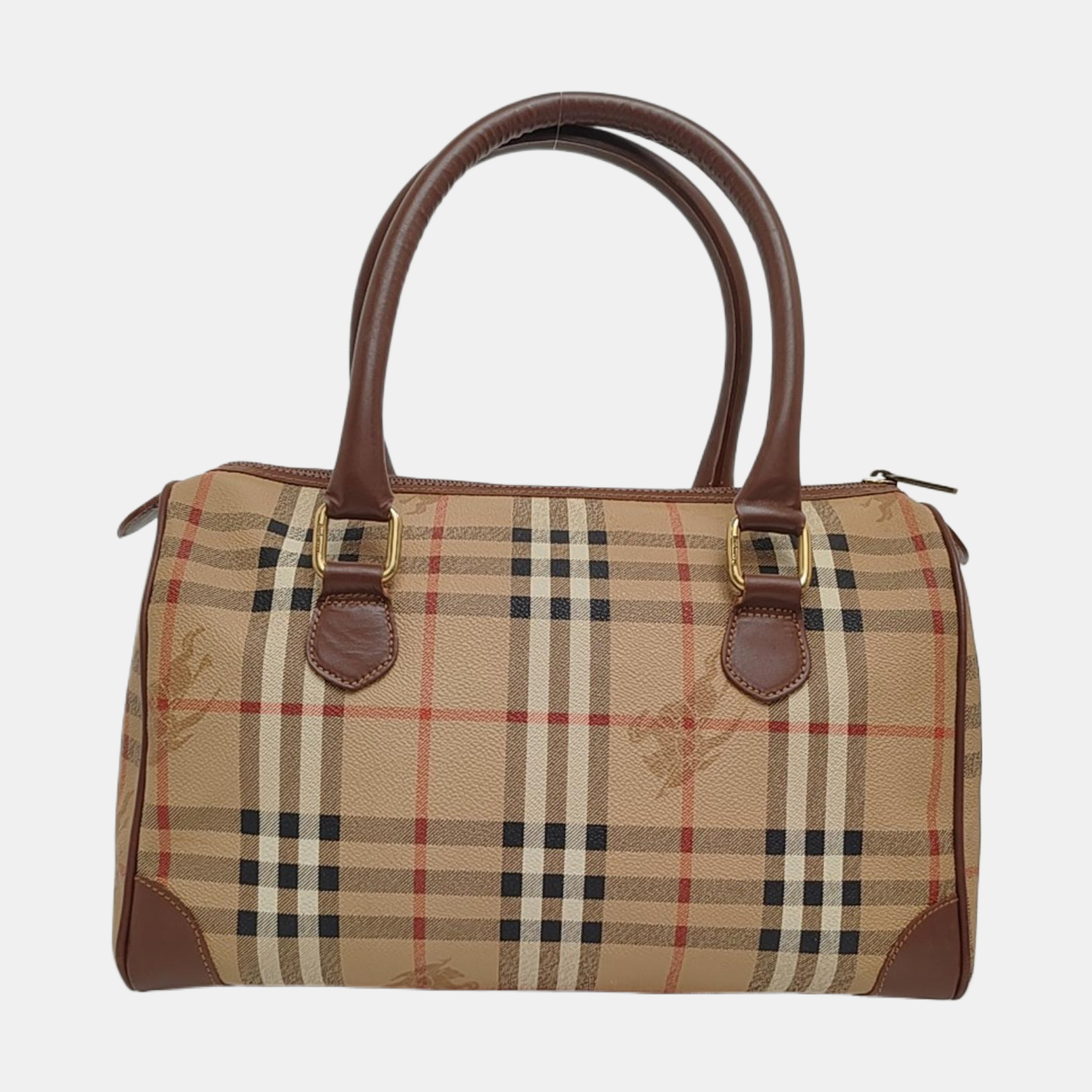 Coated Canvas Top Handle Bag Beige