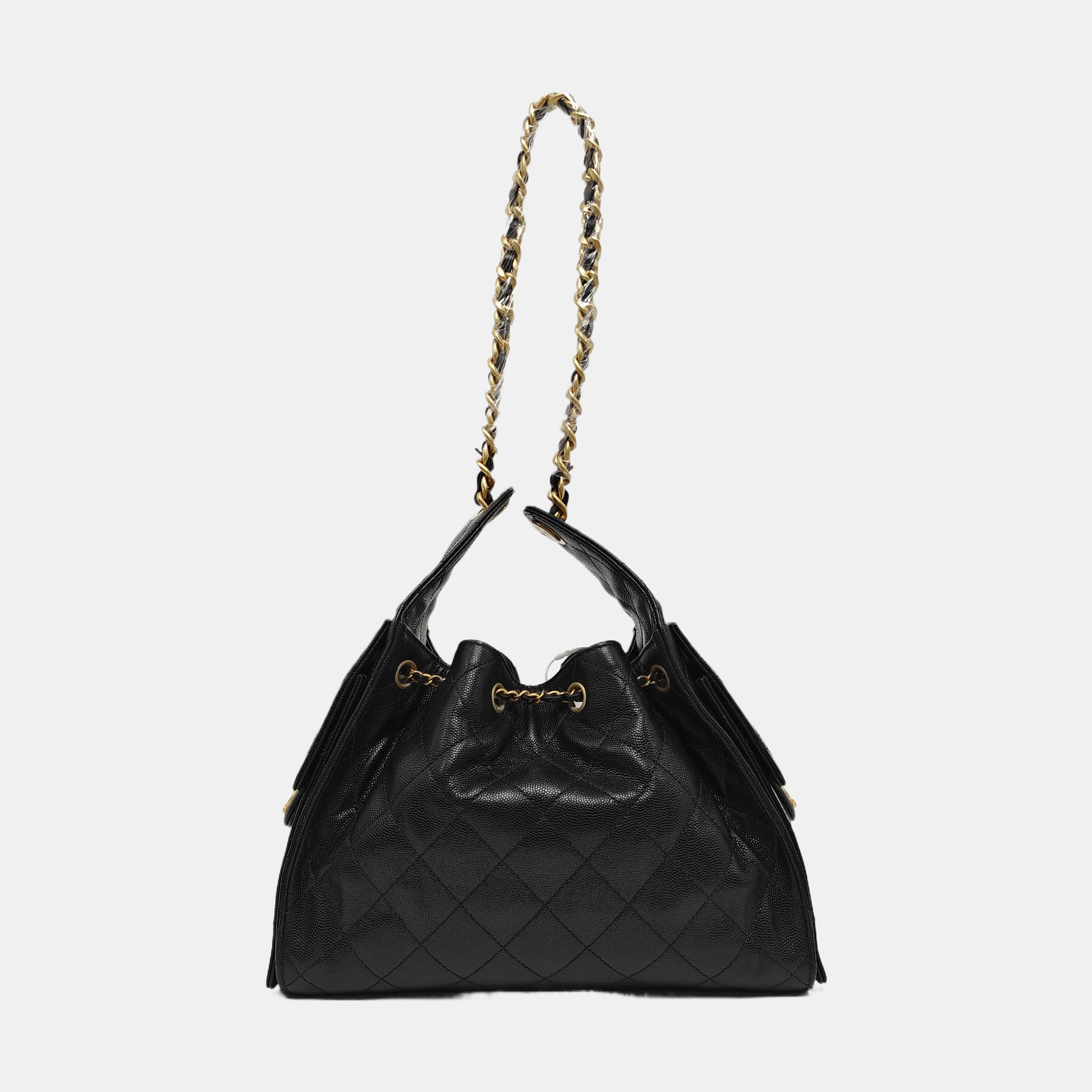 CHANEL 25 Small Quilted Grained Calfskin Black