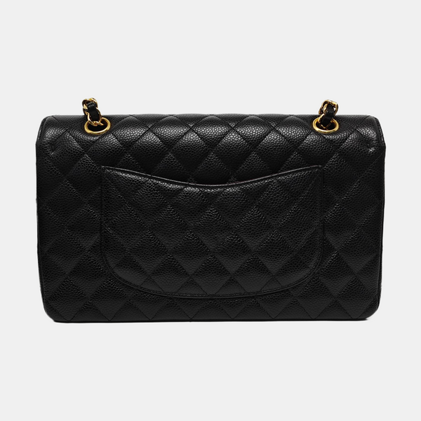 CLASSIC FLAP Medium Quilted Grained Calfskin Black