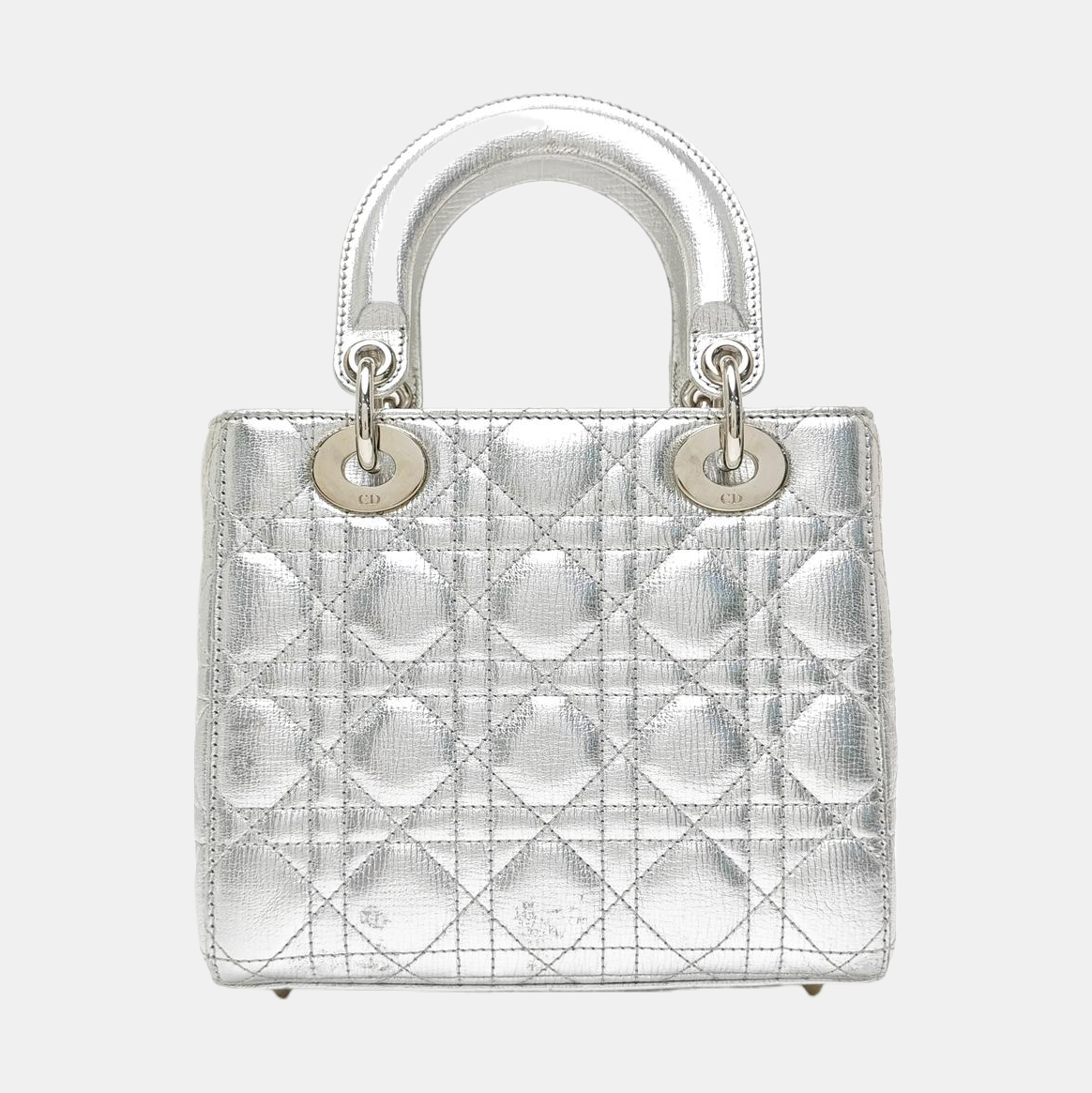 Lady Dior Small Cannage Calfskin Silver
