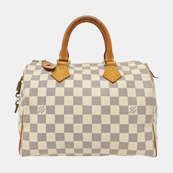 SPEEDY 25 Damier Azur Coated Canvas White