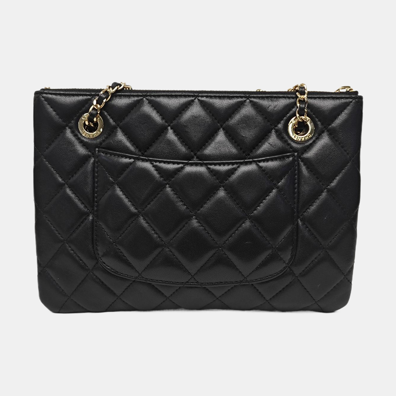 Quilted Lambskin Shoulder Bag Black