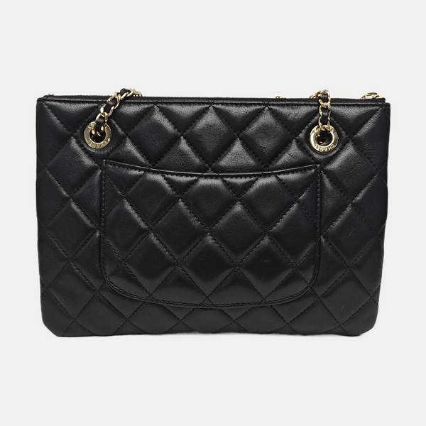 Quilted Lambskin Shoulder Bag Black