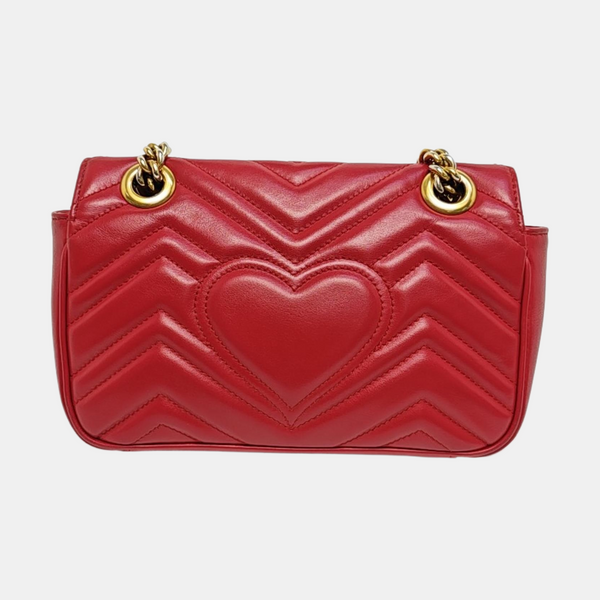 GG Marmont Small Quilted Calfskin Red