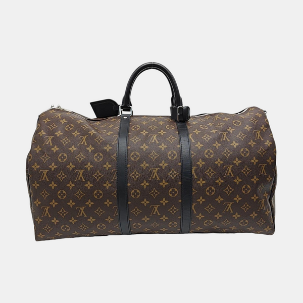 KEEPALL 55 Monogram Coated Canvas Brown