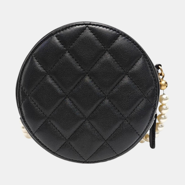 ROUND Mini Quilted Calfskin Black