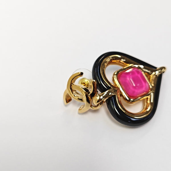 CC Logo Metal Gold Clip On Earrings