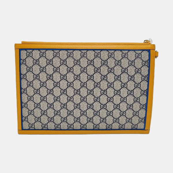 Monogram Coated Canvas Clutch Beige