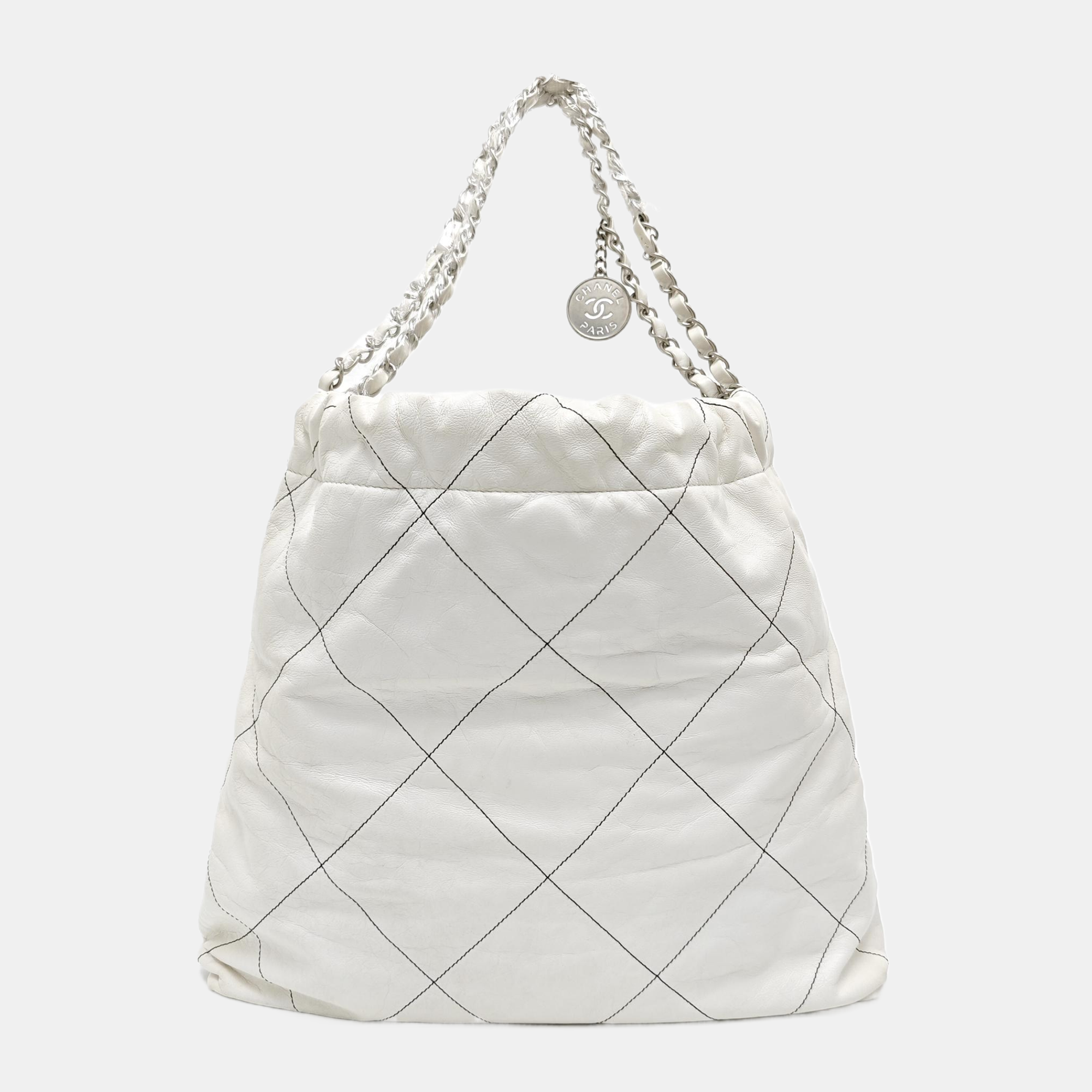 CHANEL 22 Medium Quilted Calfskin White