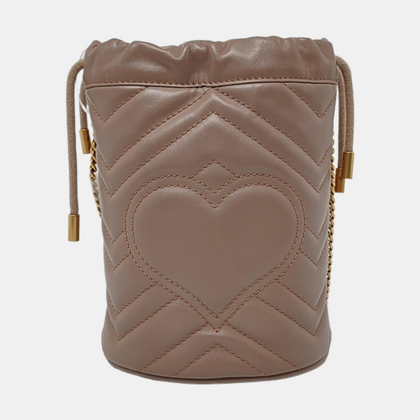 Authenticated pre-owned  GG Marmont Mini Quilted Calfskin Beige - Bucket Bag at Looply