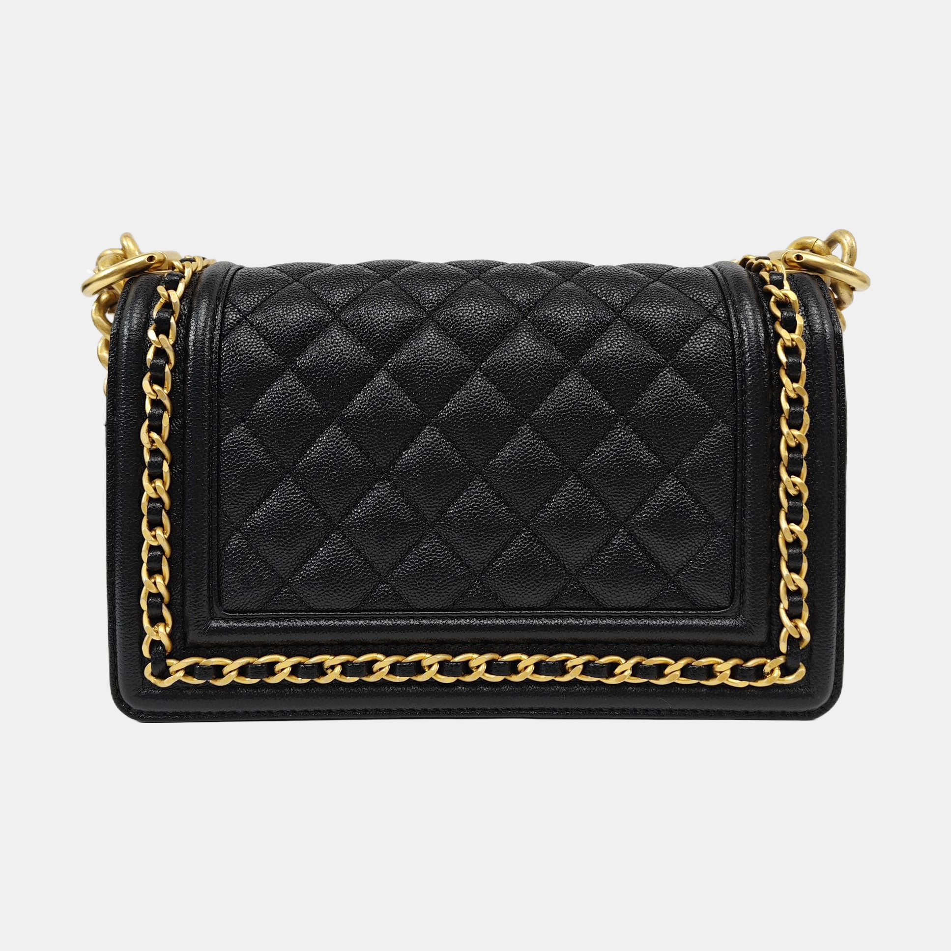 BOY CHANEL Mini Quilted Grained Calfskin Black