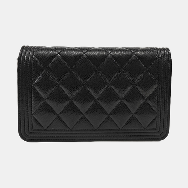 BOY CHANEL Mini Quilted Grained Calfskin Black