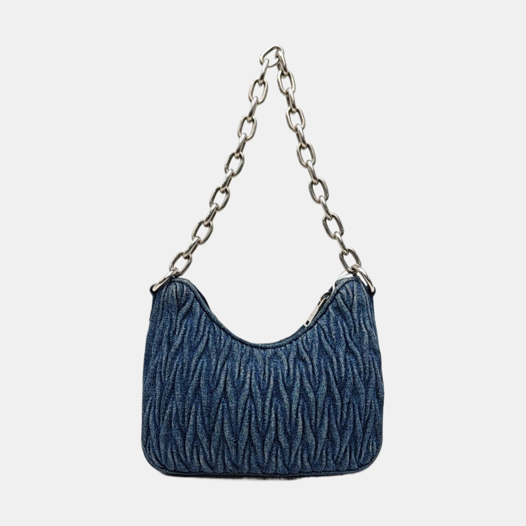 Quilted Denim Shoulder Bag Blue