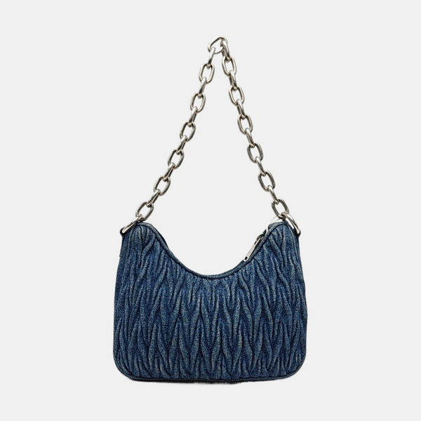 Quilted Denim Shoulder Bag Blue
