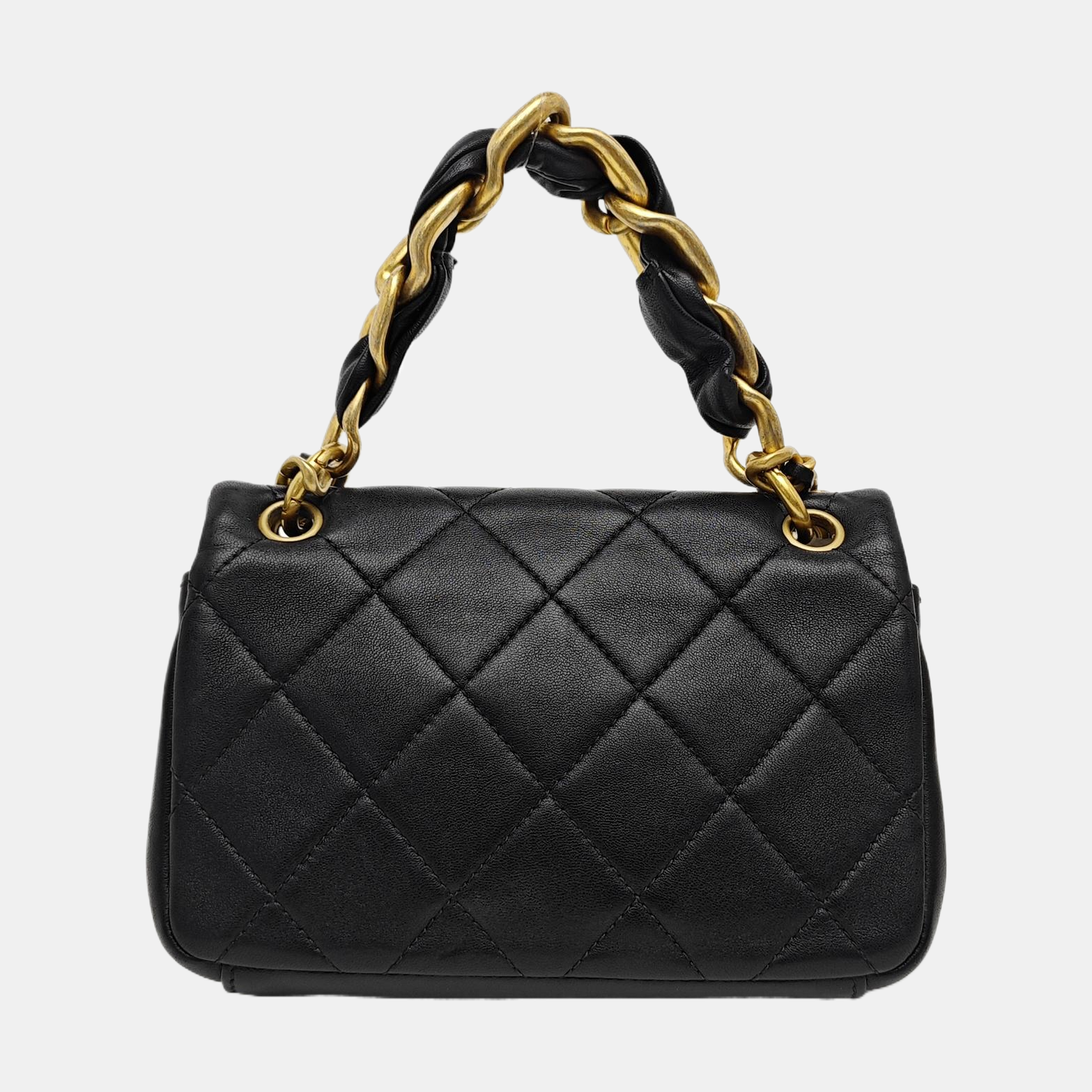 TWO TONE CHAIN HANDLE Quilted Calfskin Black