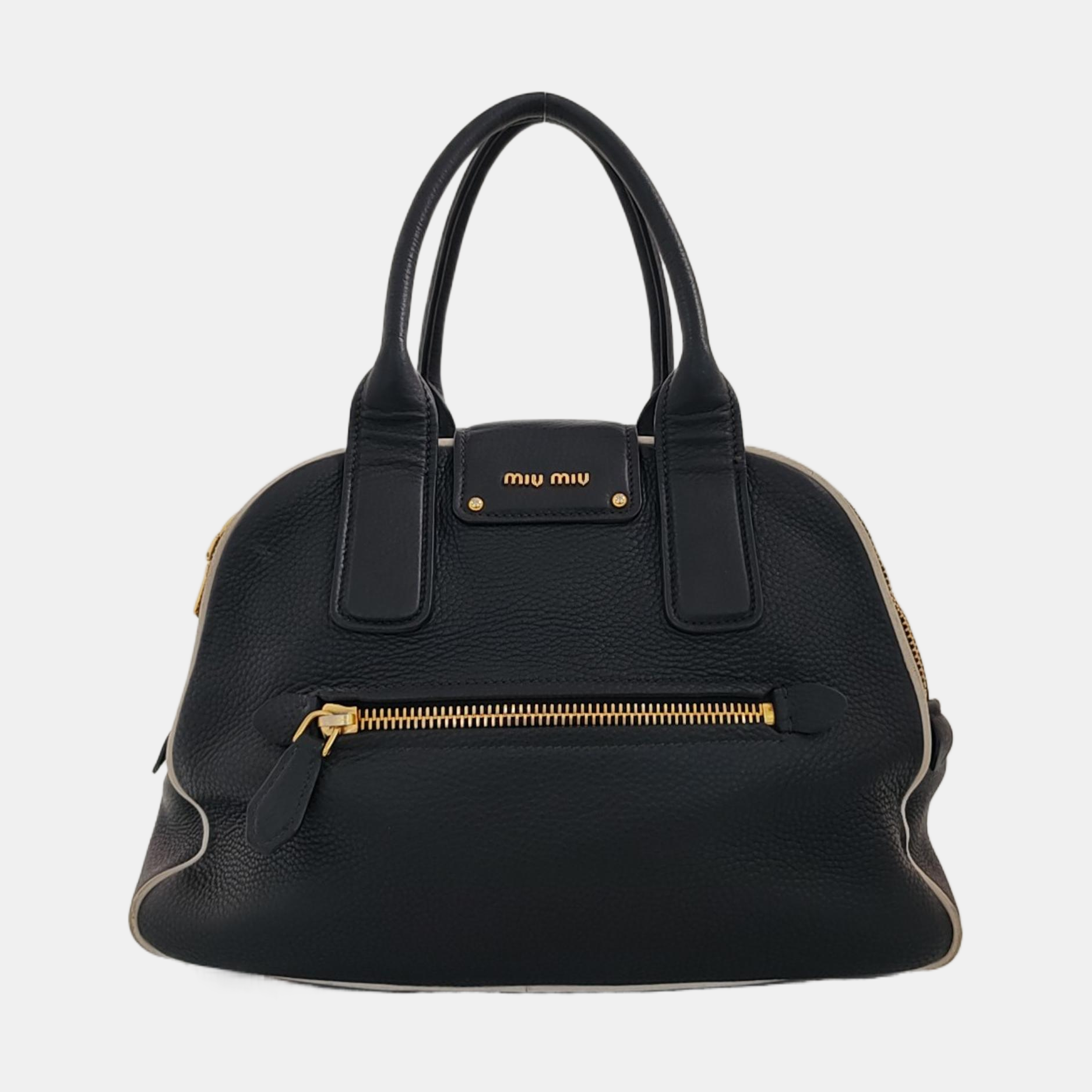 Calfskin Top Handle Bag Black