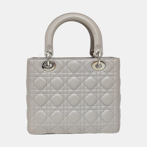 Lady Dior Medium Cannage Lambskin Gray