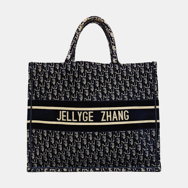 Book Tote Large Oblique Velvet Blue