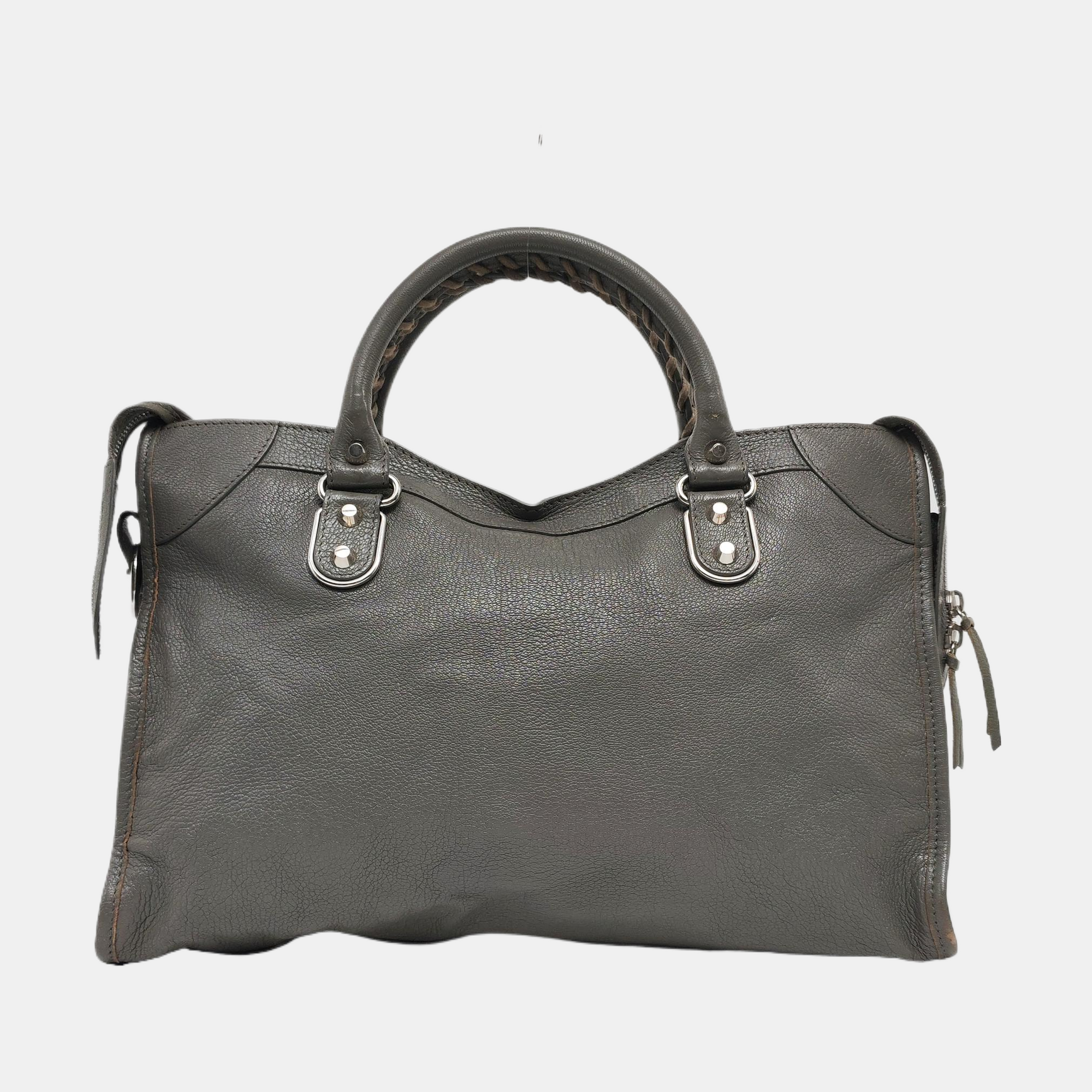 Bolso Classic Metallic Edge City Mediano de Piel de Cordero Gris