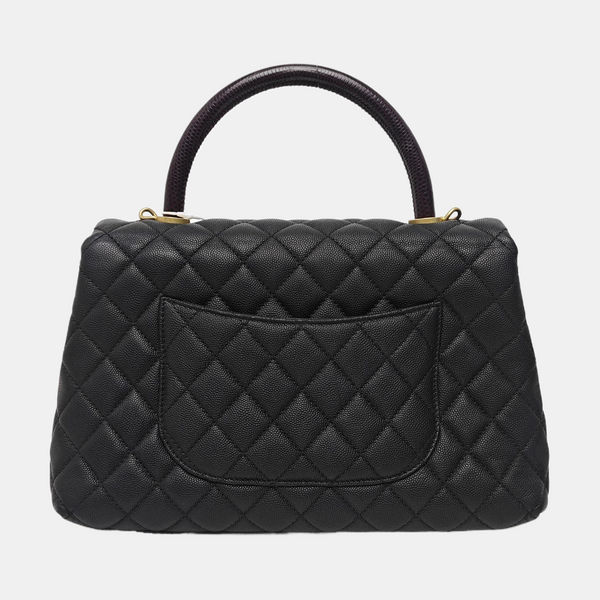 COCO HANDLE Medium Quilted Grained Calfskin Black