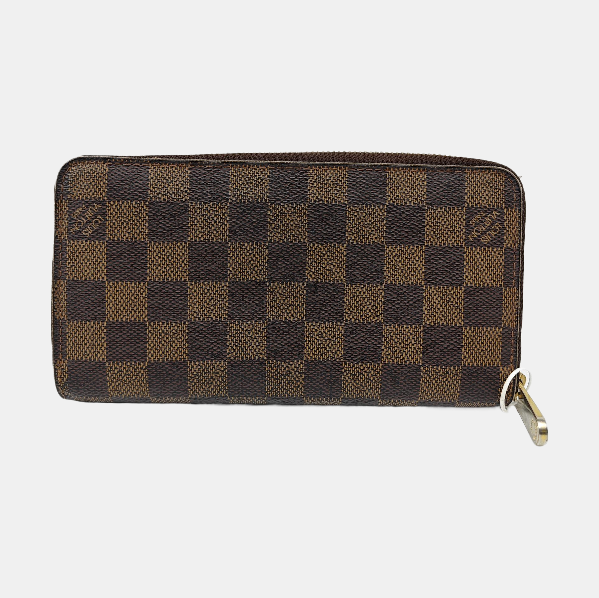 ZIPPY Damier Ebene Coated Canvas Brown Wallet