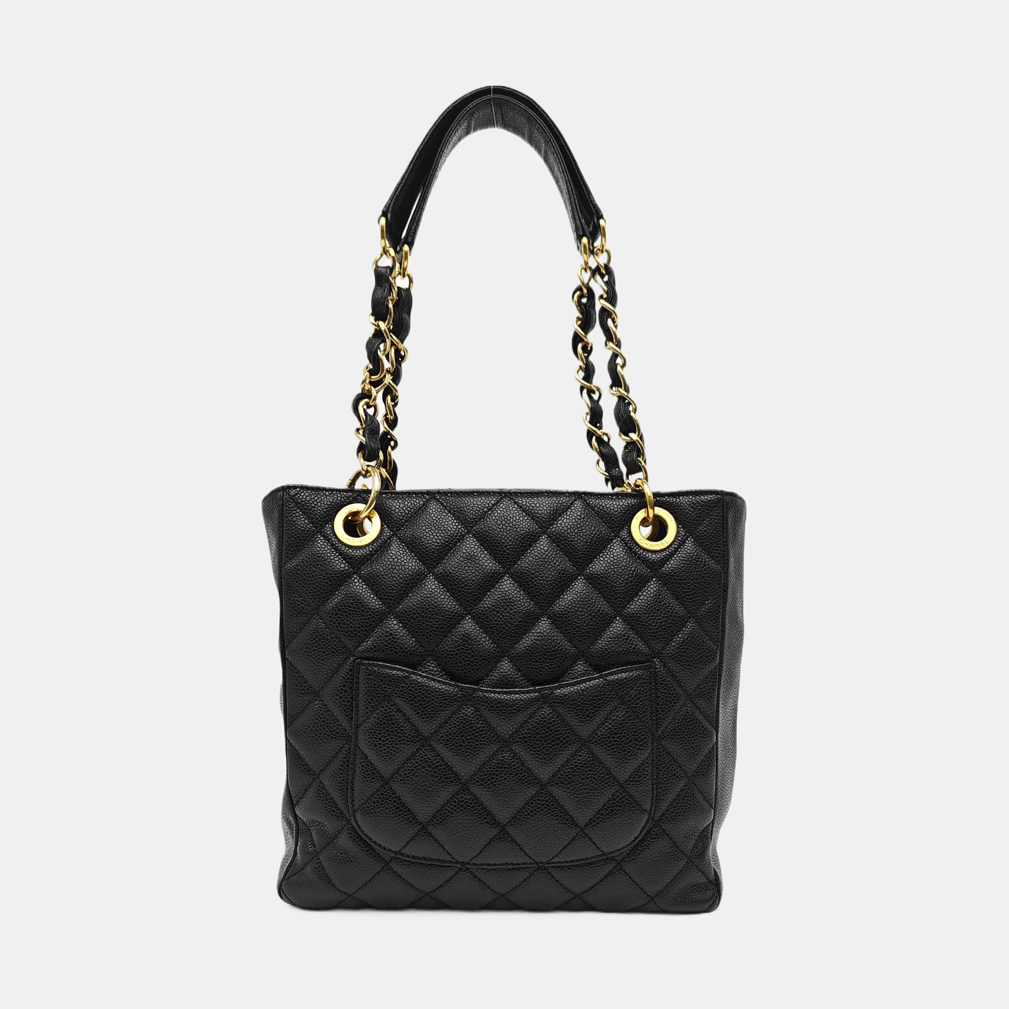 CHANEL PST Quilted Grained Calfskin Black